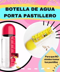 Termo Botella de Agua  Porta Pastillero Integrado